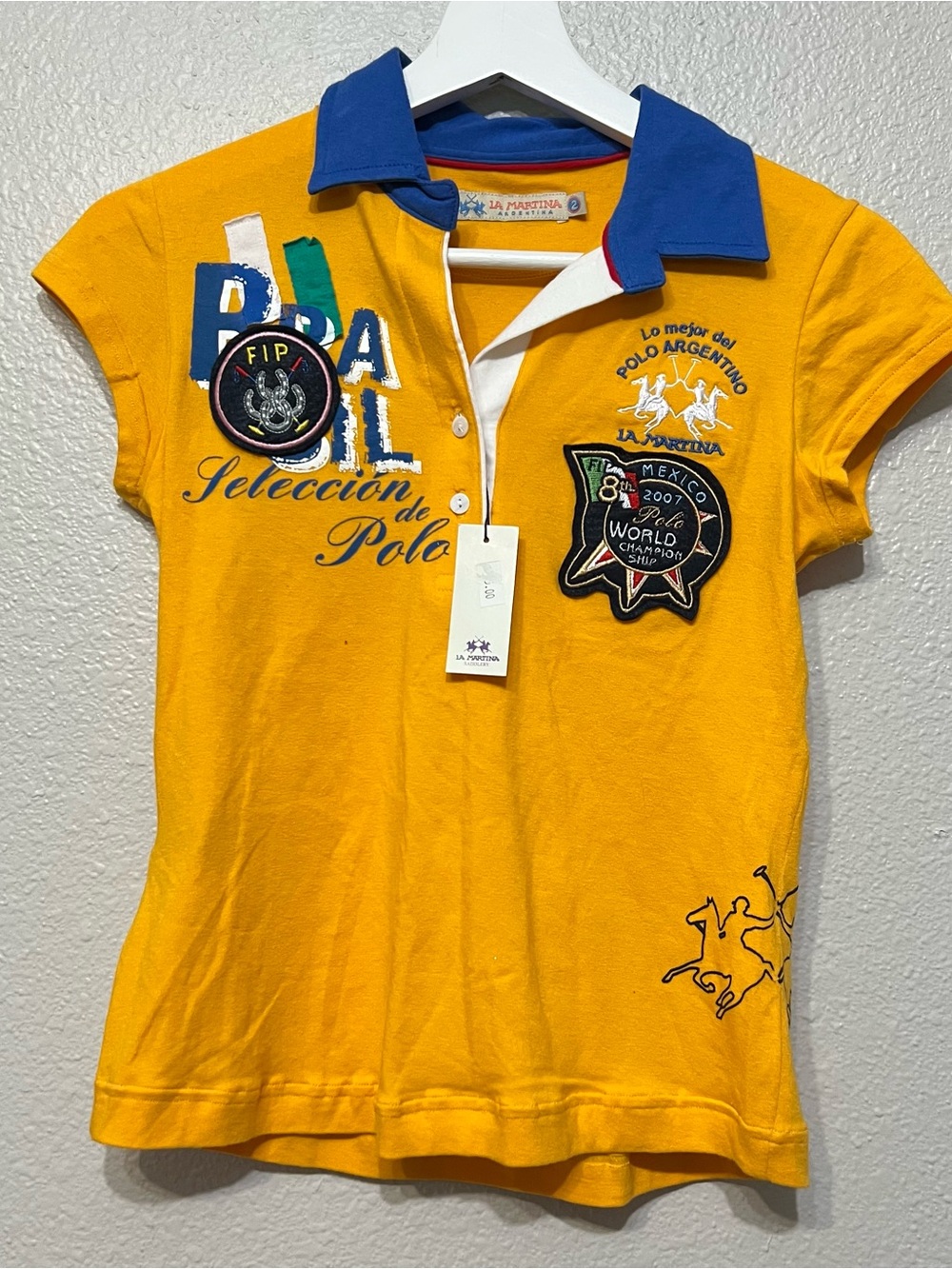 La Martina Women’s Graphic Polo Shirt Color Block Size 2
